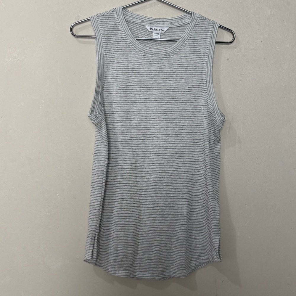 Athleta Gray Striped Sleeveless Top size small